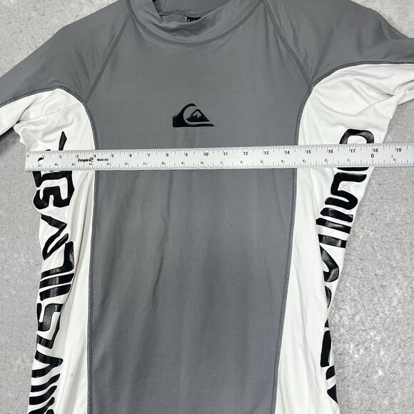 Quiksilver All Time Short Sleeve Rash Guard Mens Size Large Gray White Black - Picture 6 of 13